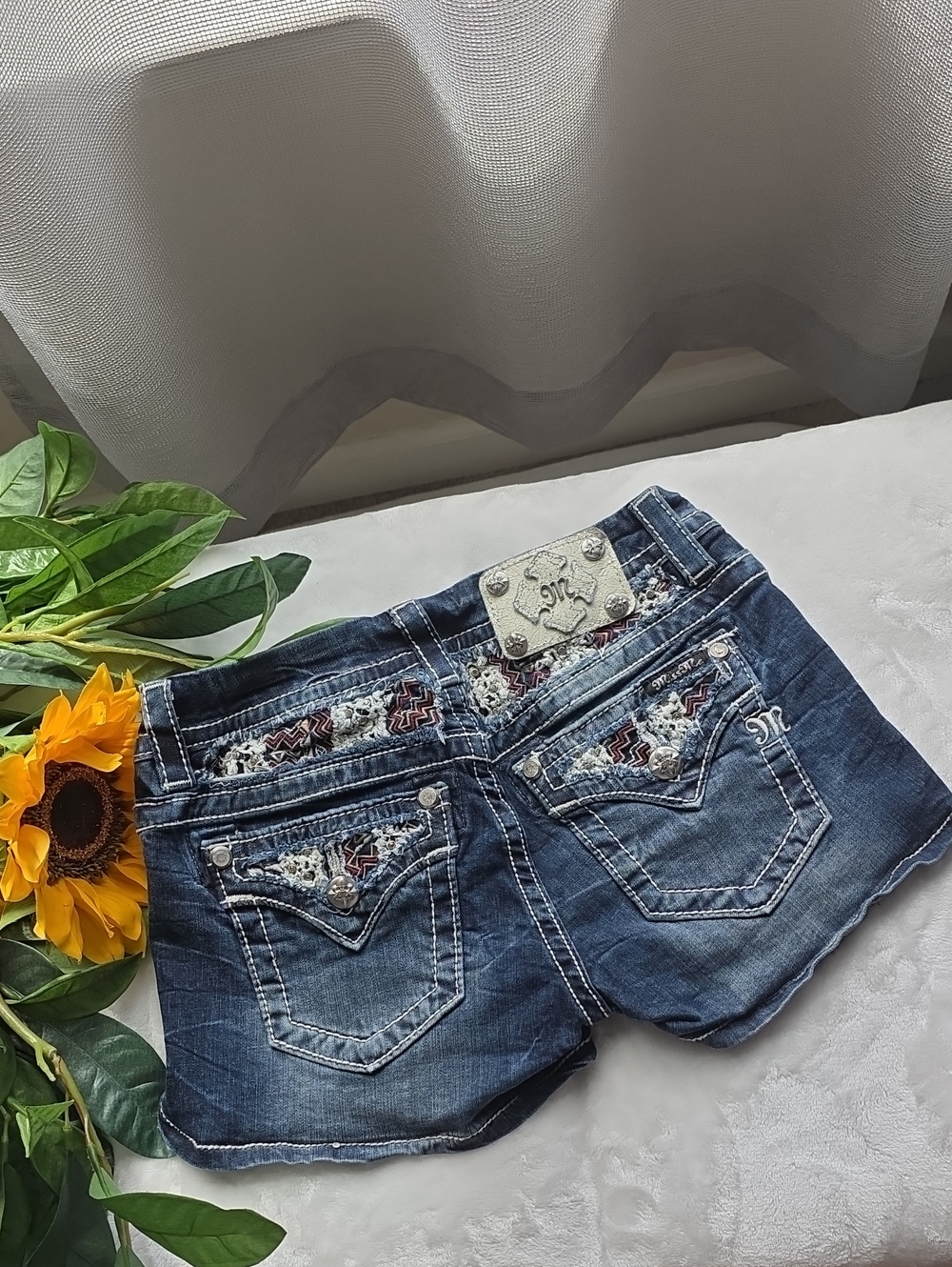 Miss Me Denim Embroidered Women’s Shorts - Blue